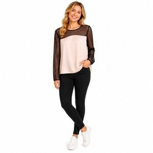Diane Von Furstenberg Darlina Womens S Rose Opal Silk Blouse Black Lace NWT